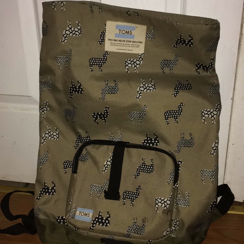Toms llama alpaca green back pack